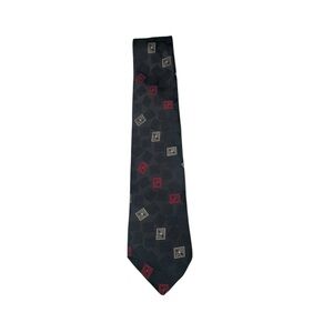 Vintage American Edition Geometric Tie Black Red Gold Made in USA A426